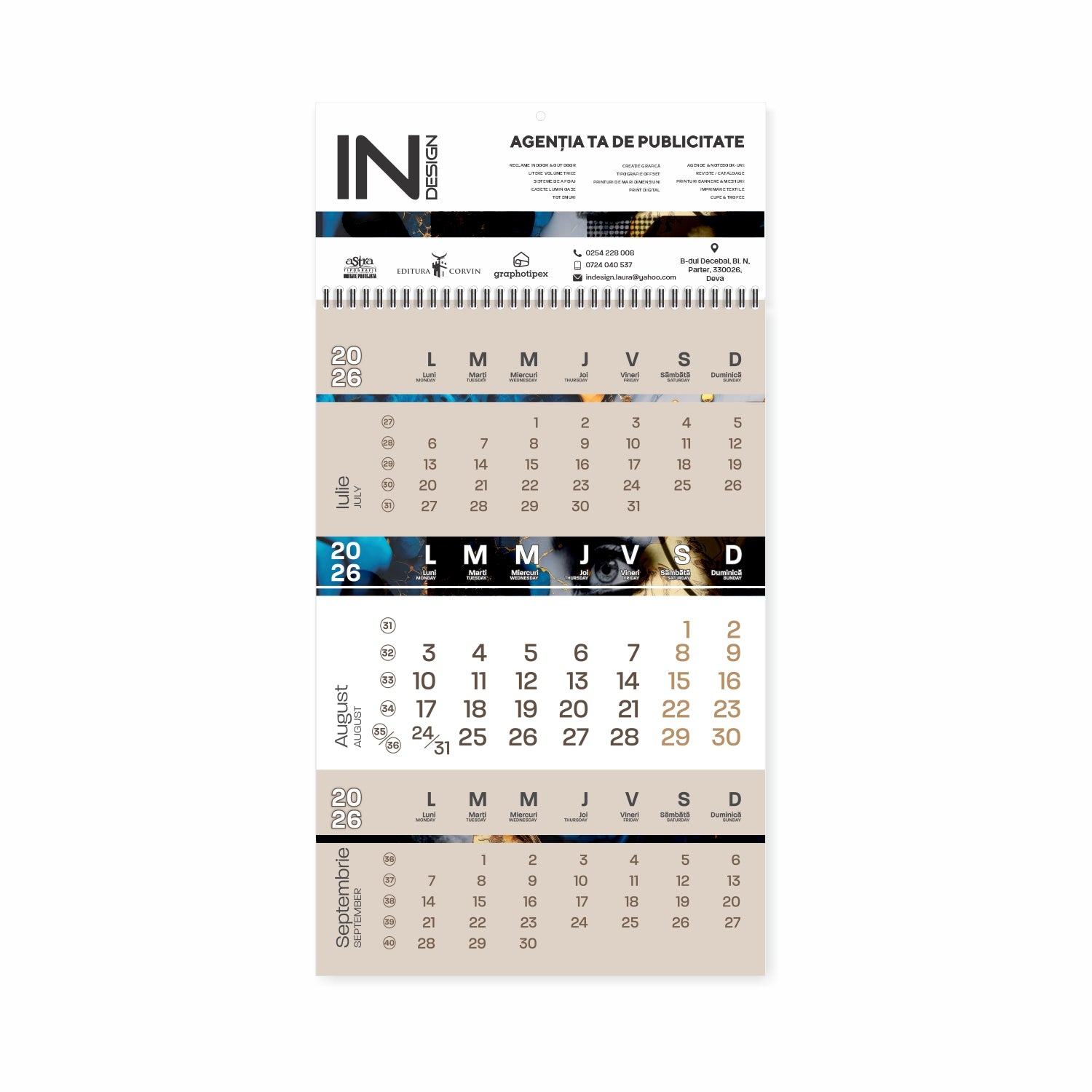 Calendar de perete colectia INDESIGN - 2026