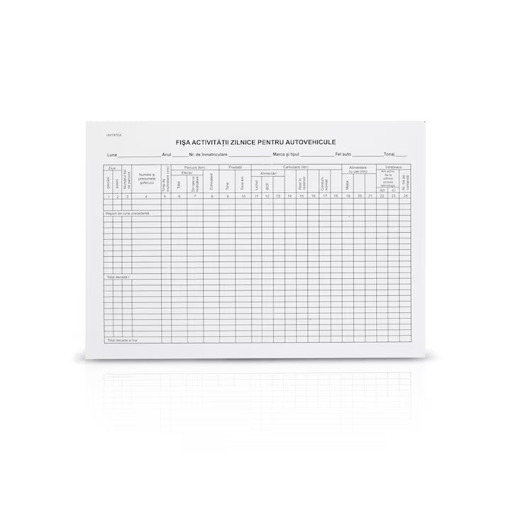 Fisa activitati zilnice autovehicule