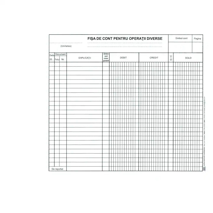 Fisa cont pentru operatii diverse