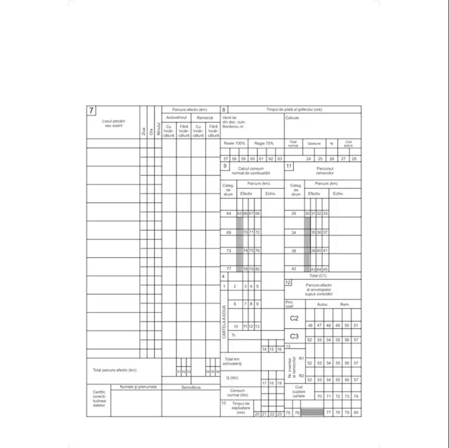 Foaie de parcurs marfa G+