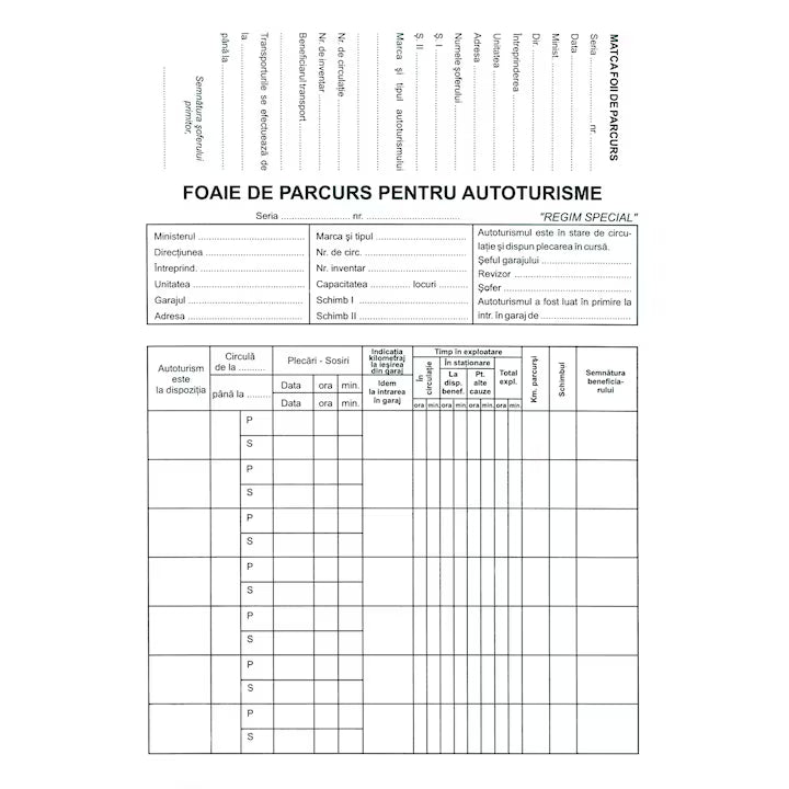 Foaie de parcurs autovehicule