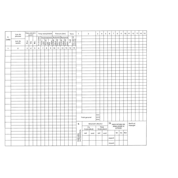Foaie de parcurs marfa international A4