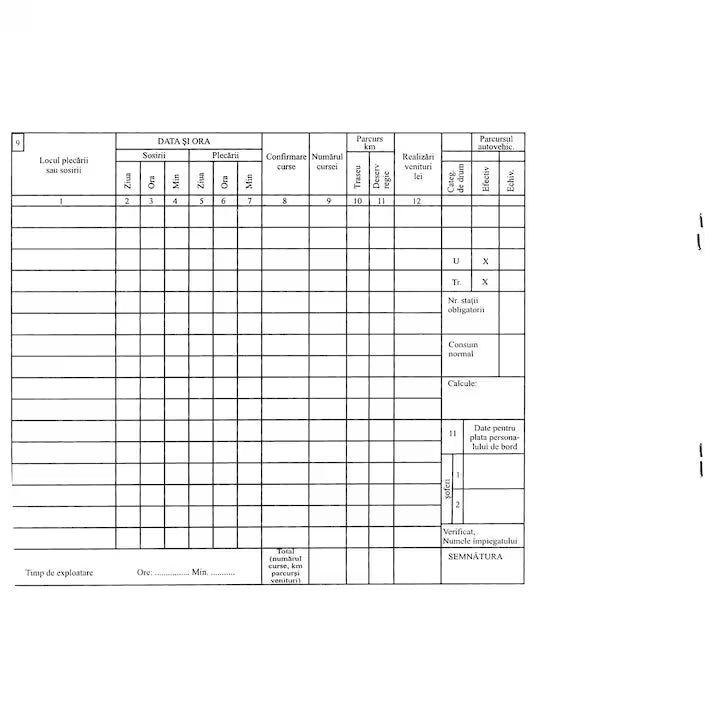 Foaie de parcurs persoane A4