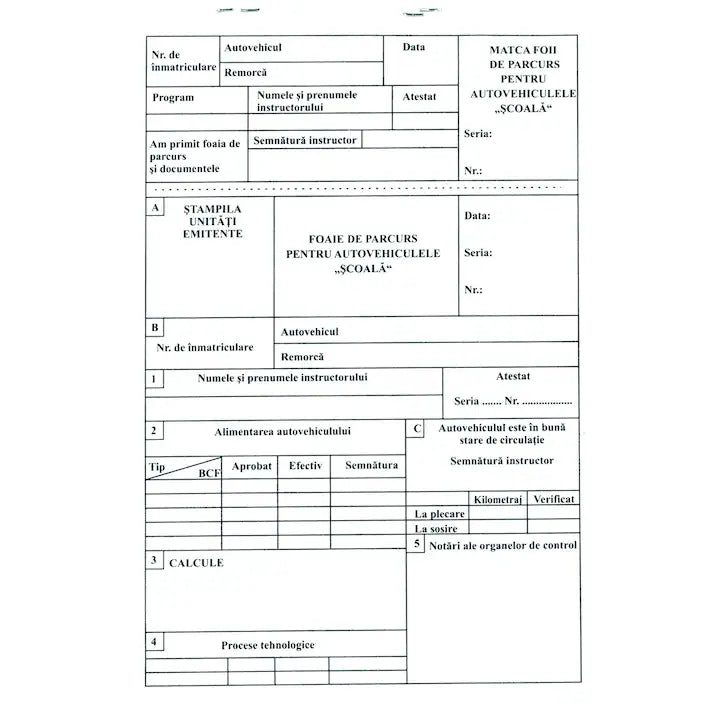 Foaie de parcurs scoala de soferi