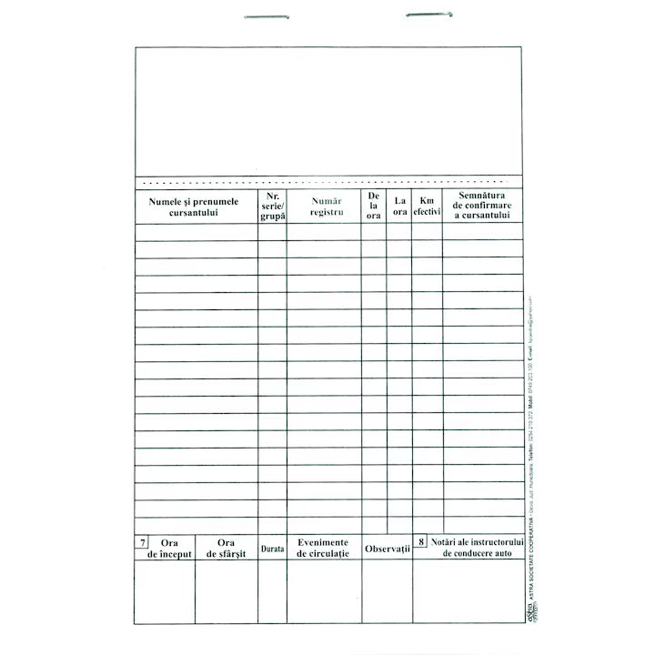 Foaie de parcurs scoala de soferi