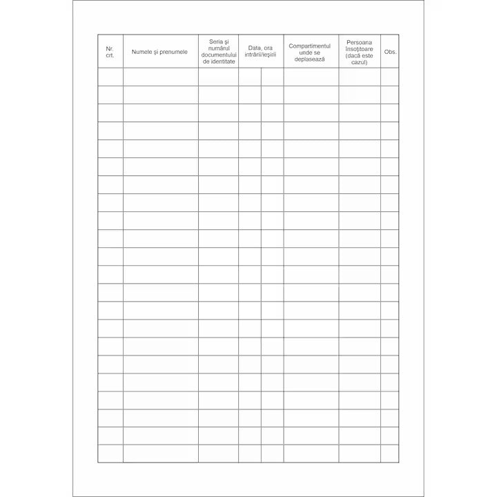 Registru acces persoane la obiectivul