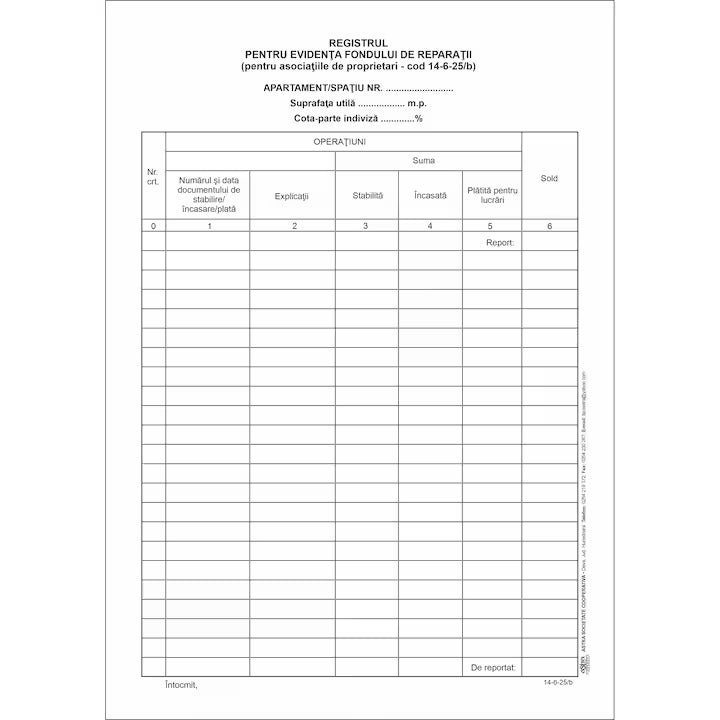Registru evidenta fond reparatii
